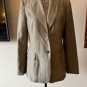 Kasper Beige Pinstripe pantsuit.